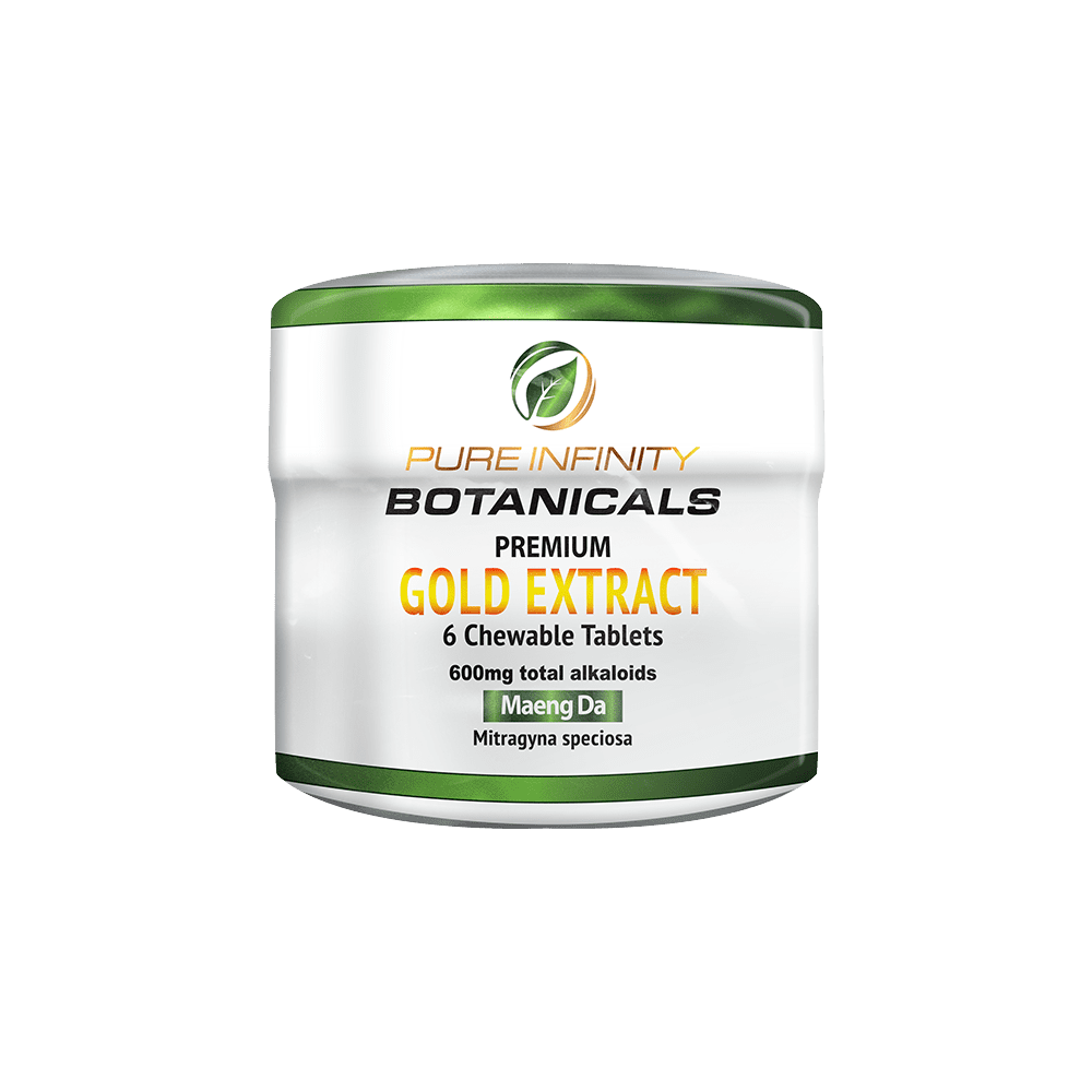 Premium Quality Chewable 45% Gold Kratom Extract Tablets (6ct Jar)