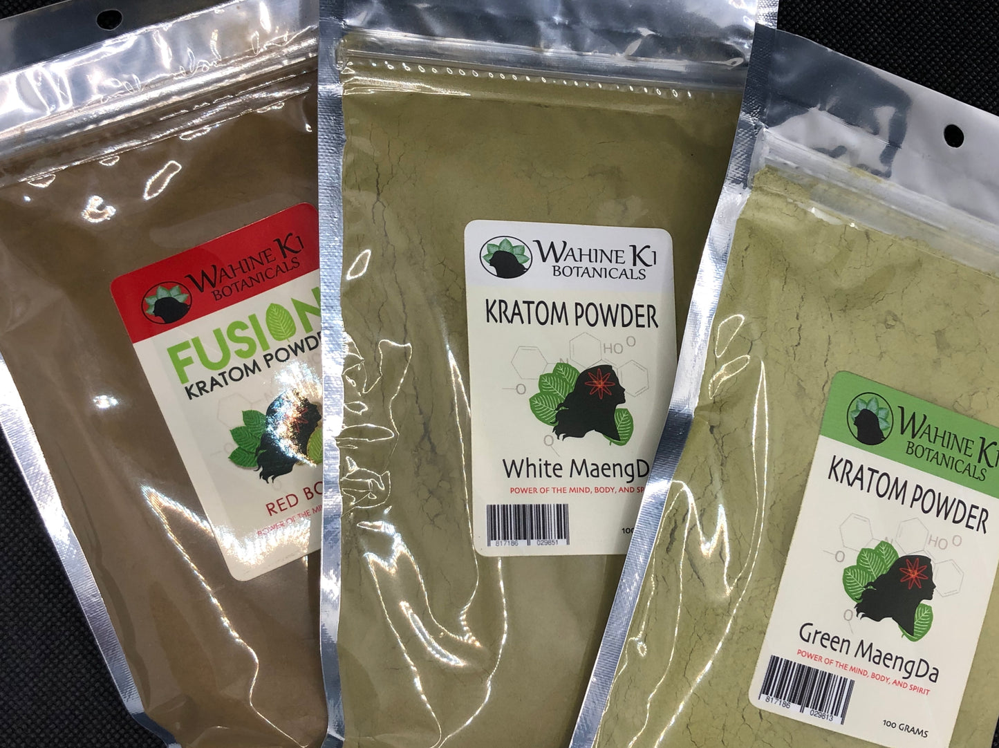 Wahine Ki Kratom Powders come in 25g-500g